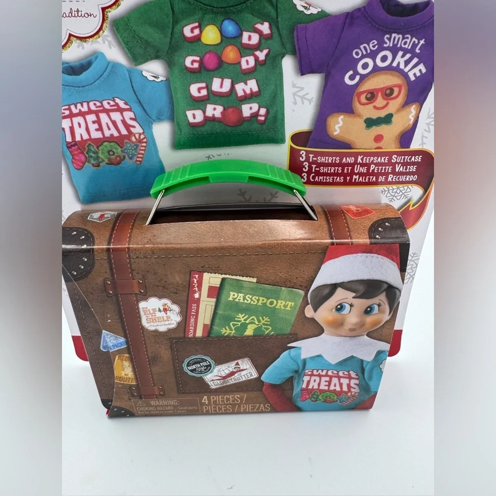 The ELF on the SHELF 3 T-Shirts & Suitcase Keepsake Claus Couture 4pc Brand New!